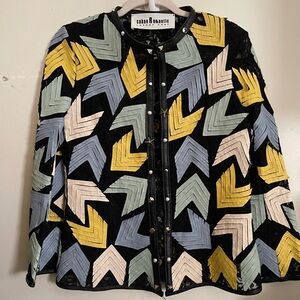 NWOT Caban Romantic Luxury Made in Italy Leather X mesh Coat